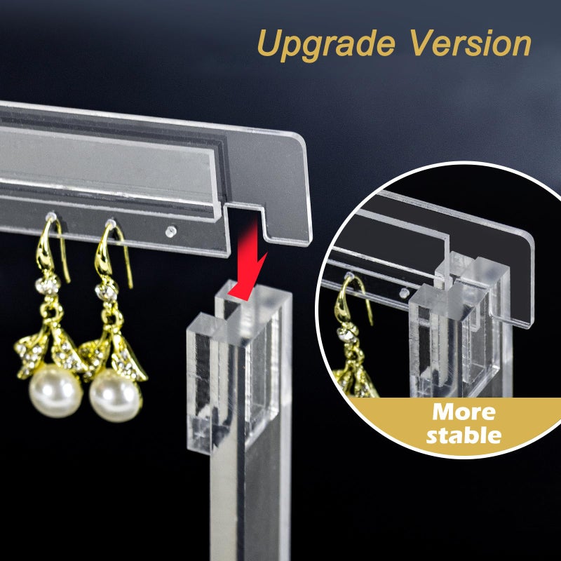 ELEpure Upgrade Acrylic Earring Holder Organizer 3 Tier 48 Holes Jewelry Display Stand Storage Decor for Earrings Women Girls Gallery Store Exhibit Presentation 9.4x2.2x9.4in - Image 3